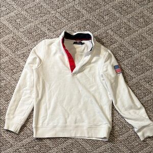 Vineyard Vines White Pullover with Red and Blue Accents